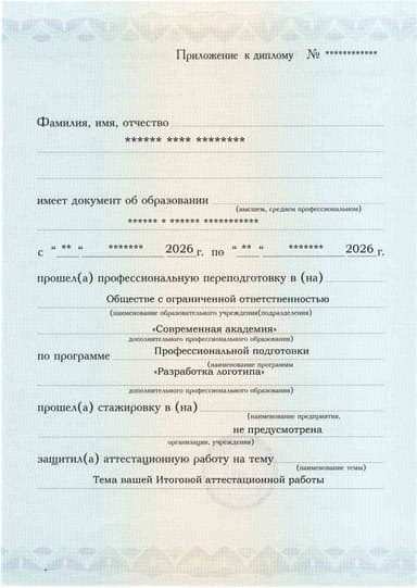 Образец приложения лицевая сторона (аттестационная работа) по программе Разработка логотипа